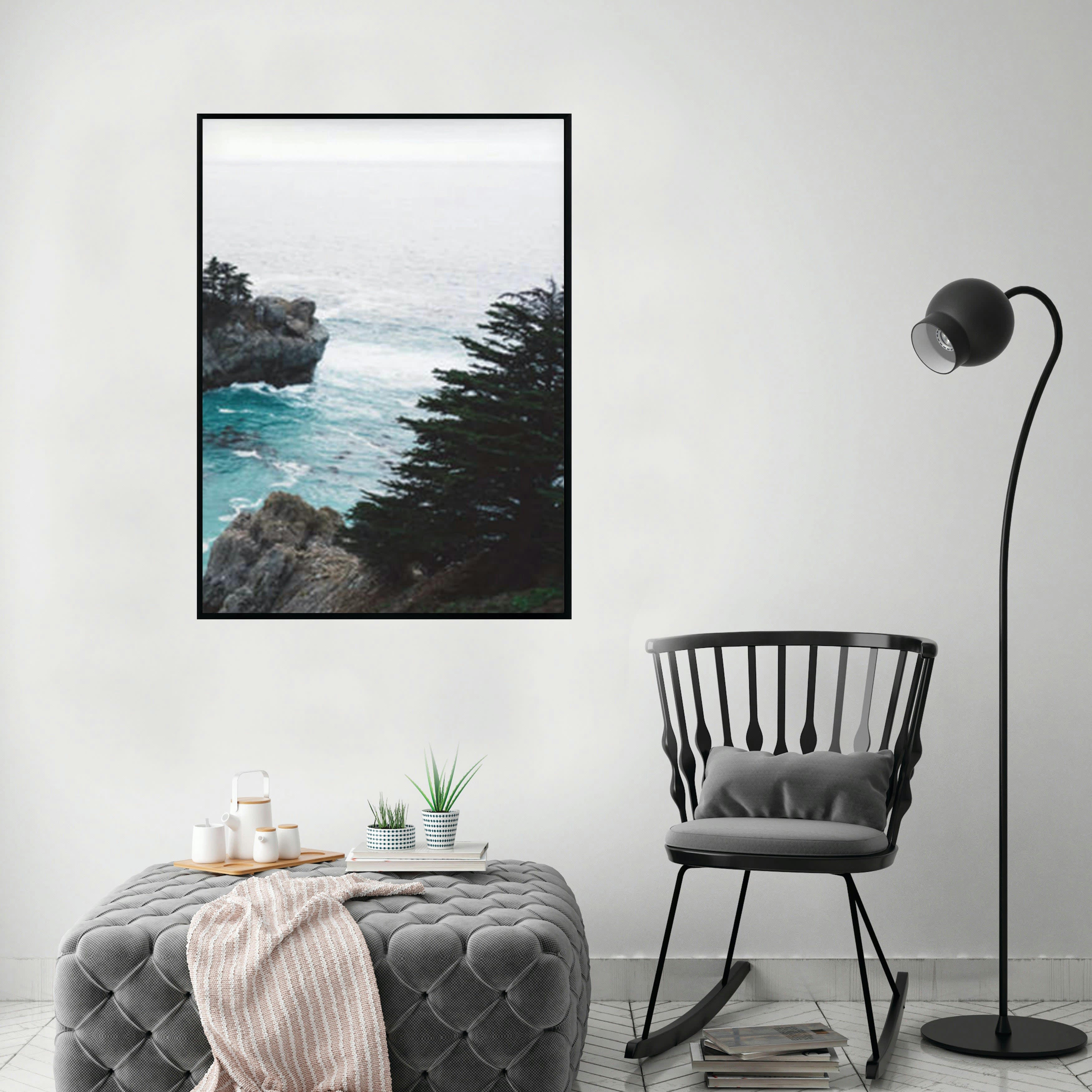 MAR - Affiche avec cadre noir - Mer - 30x40