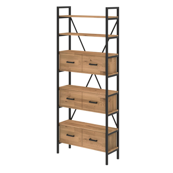 Regał dębowy Medium-Cabinet 245x80x30 cm LOFT z drzwiczkami K1-3