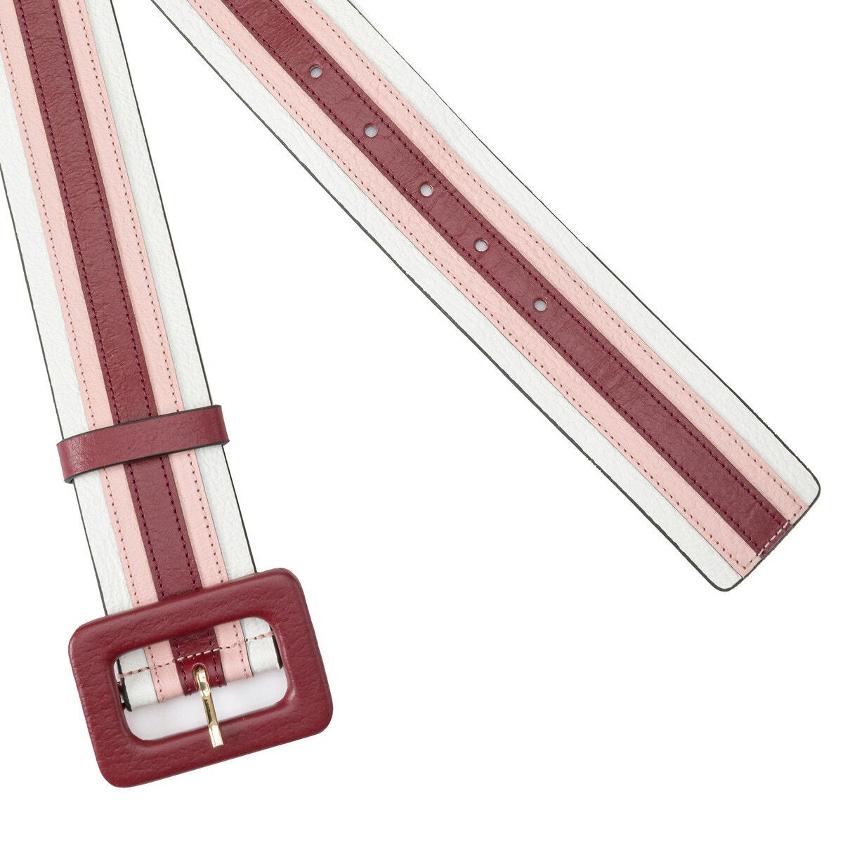 Ceinture boucle carrée tricolore en cuir