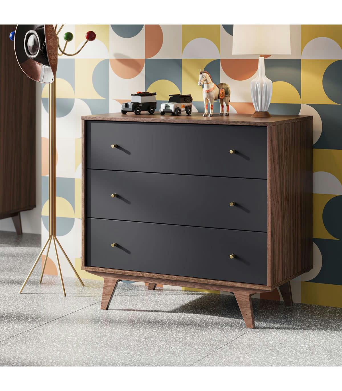 MID - Commode 3 tiroirs - L90 cm