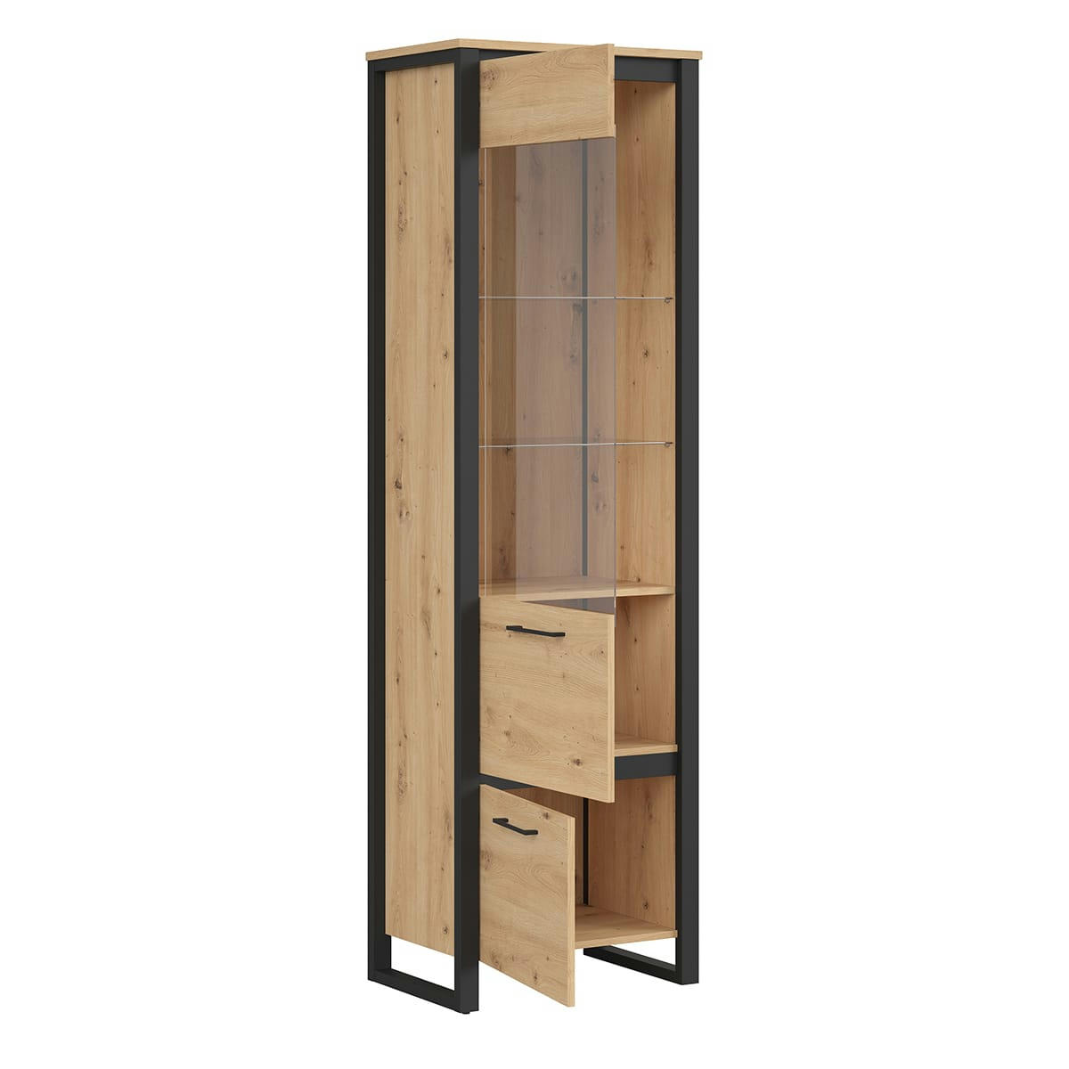 - Vitrine 2 portes naturel et noir