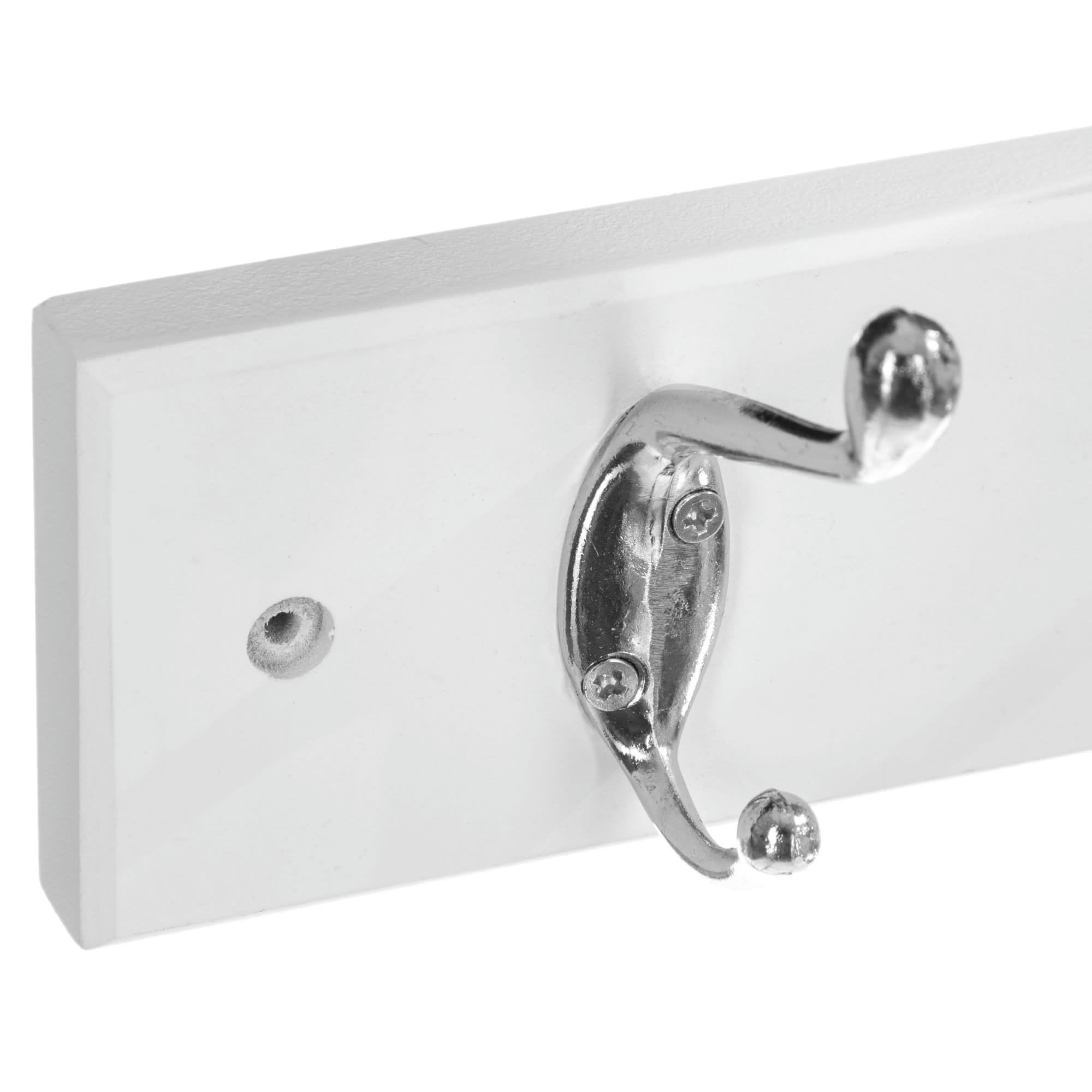 - Portemanteau mural 4 accroches blanc - 42x7x9.3cm