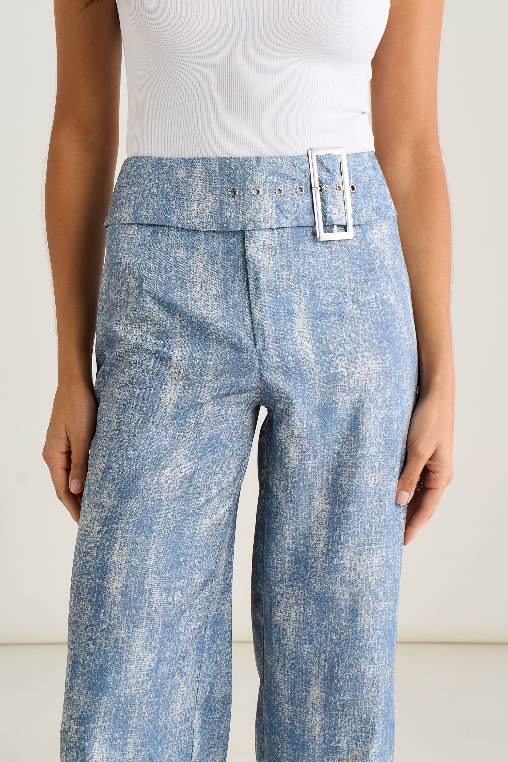 Gini London Blue Buckle Detail Trouser