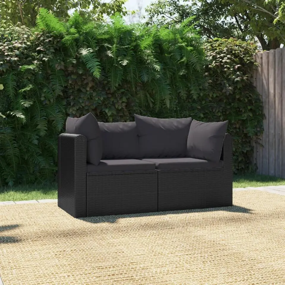 vidaXL - Tuinbank - Zwart - Poly rattan