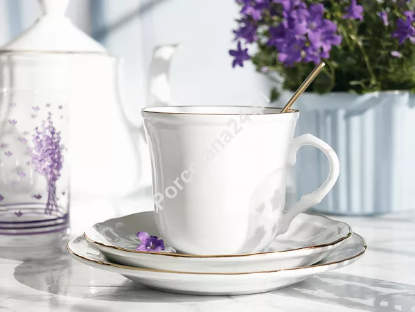 Serwis obiadowo - kawowy na 12 osób (81 el.) Bogucice - Gino White Gold 1273