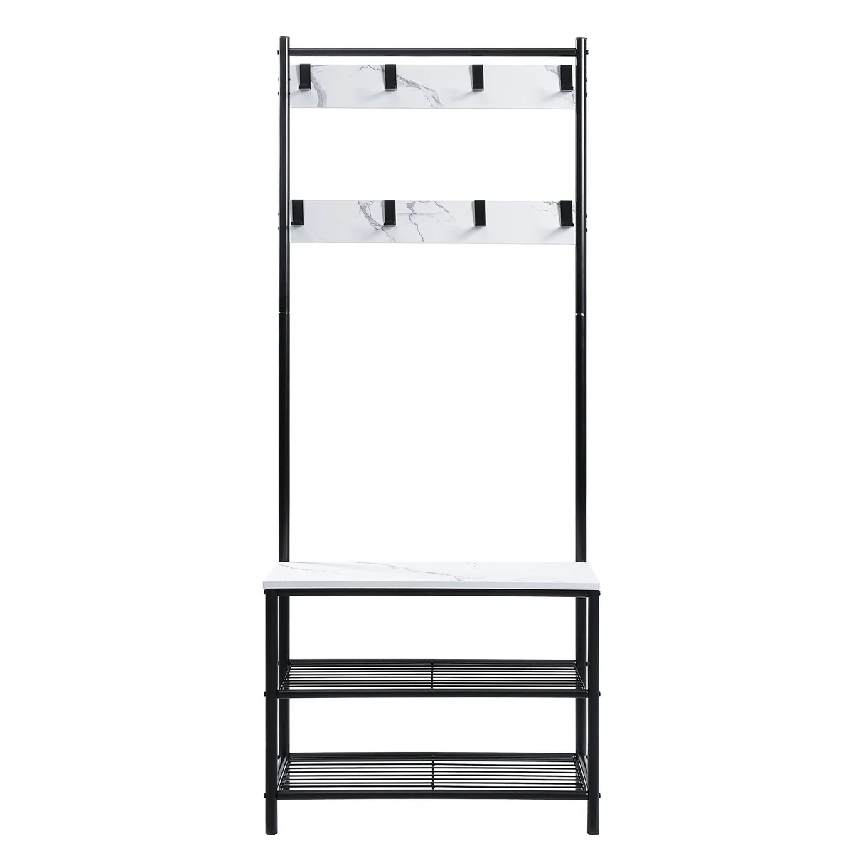 ACME Taurus Hall Tree in White Faux Marble and Black Finish