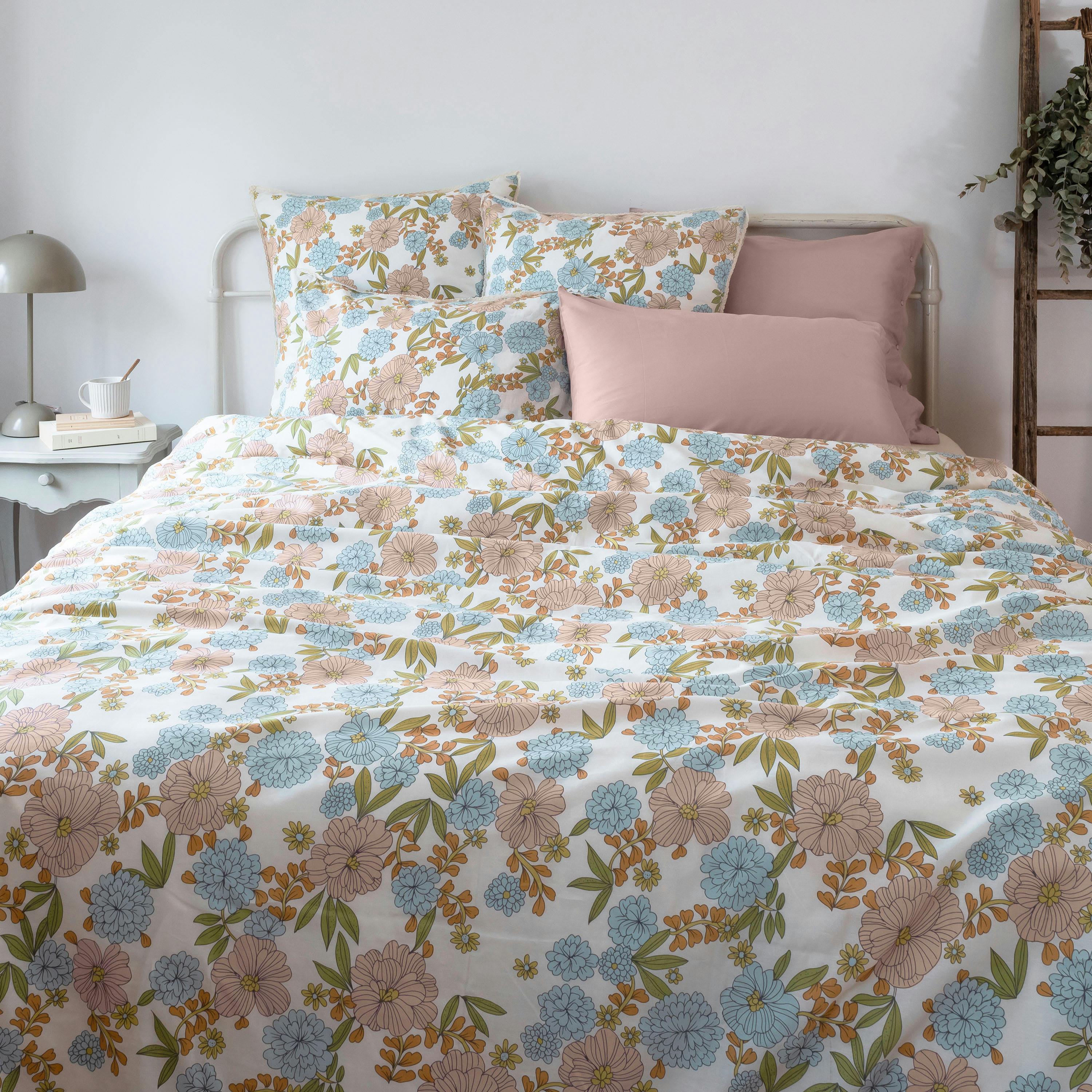 MELI MELO - Housse de couette réversible pur coton imprimé beige 140 x 200 cm