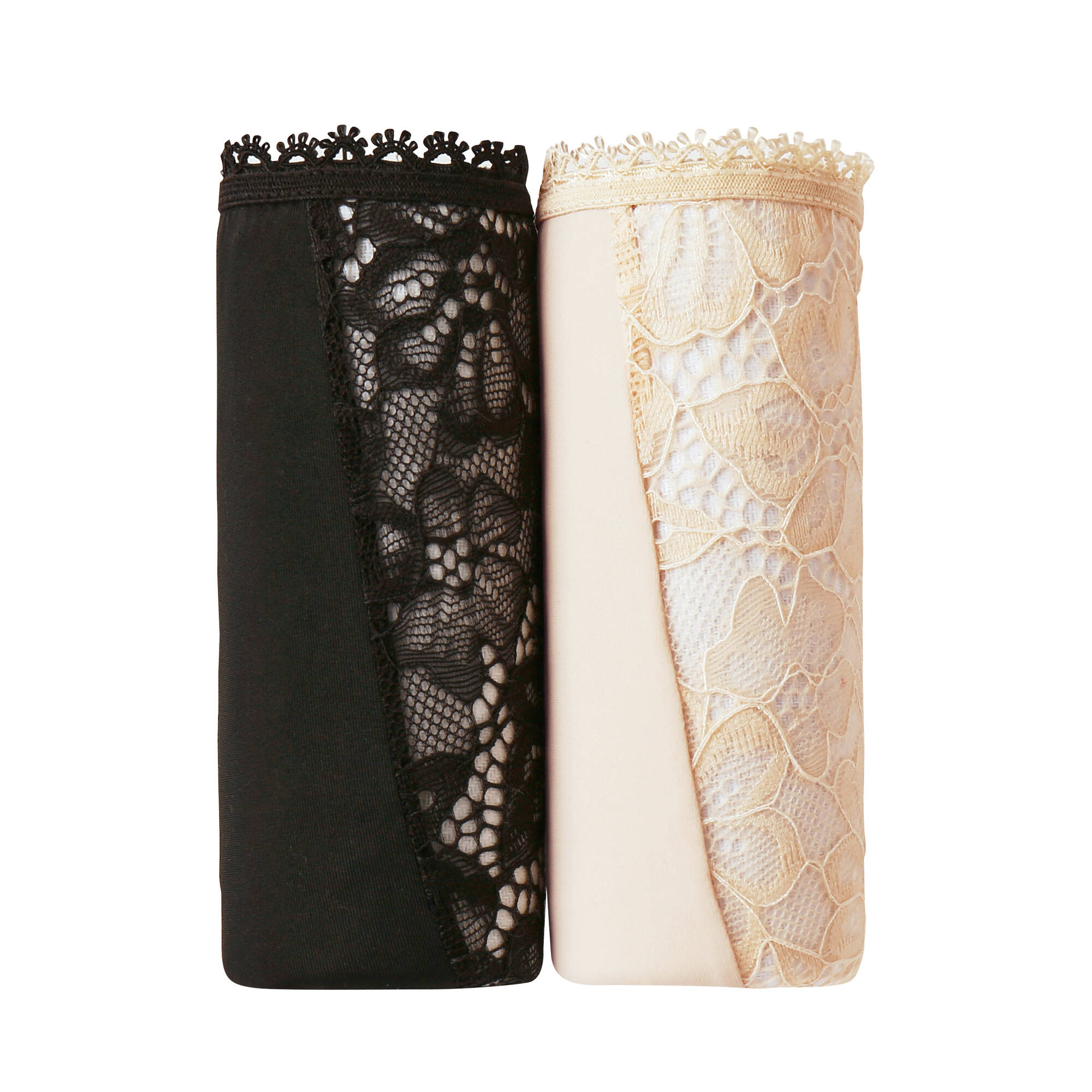 Culotte microfibre et dentelle stretch forme tanga taille haute - lot de 2