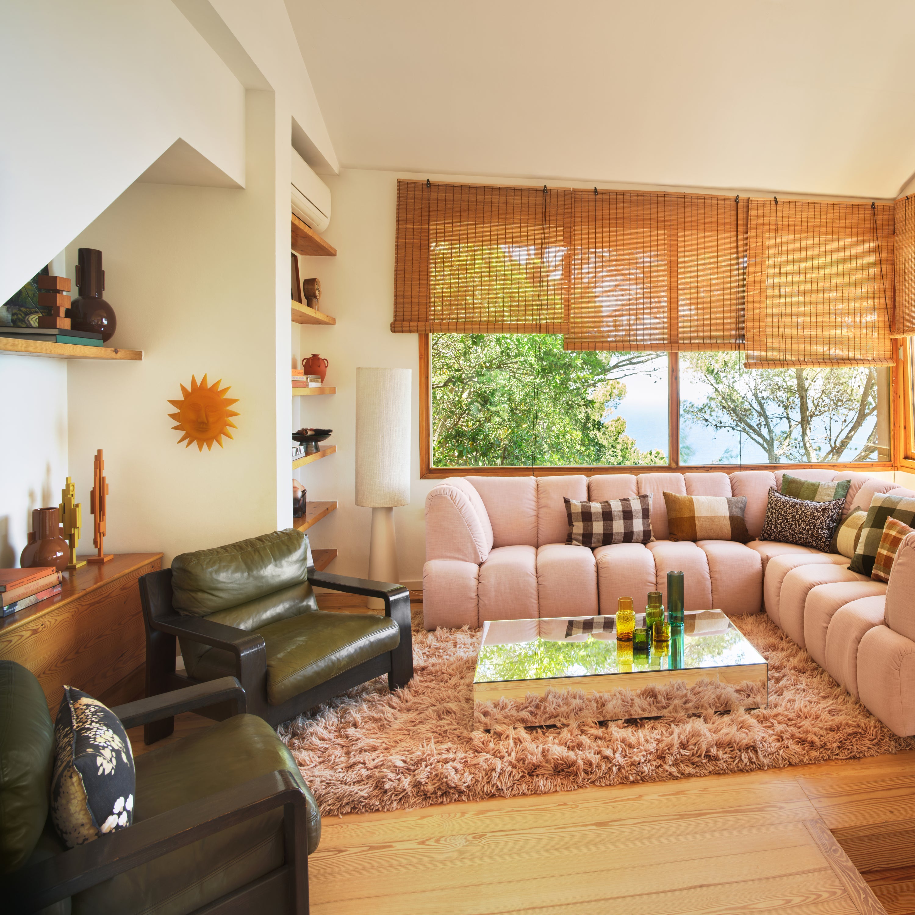 HKliving Bouclé Lampenkap Ø 33 cm - High - Naturel