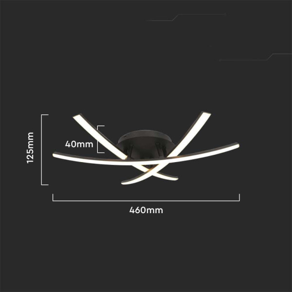 Lampa sufitowa VT-7792 czarna LED 3x20W Ciepła biel 2130lm V-TAC