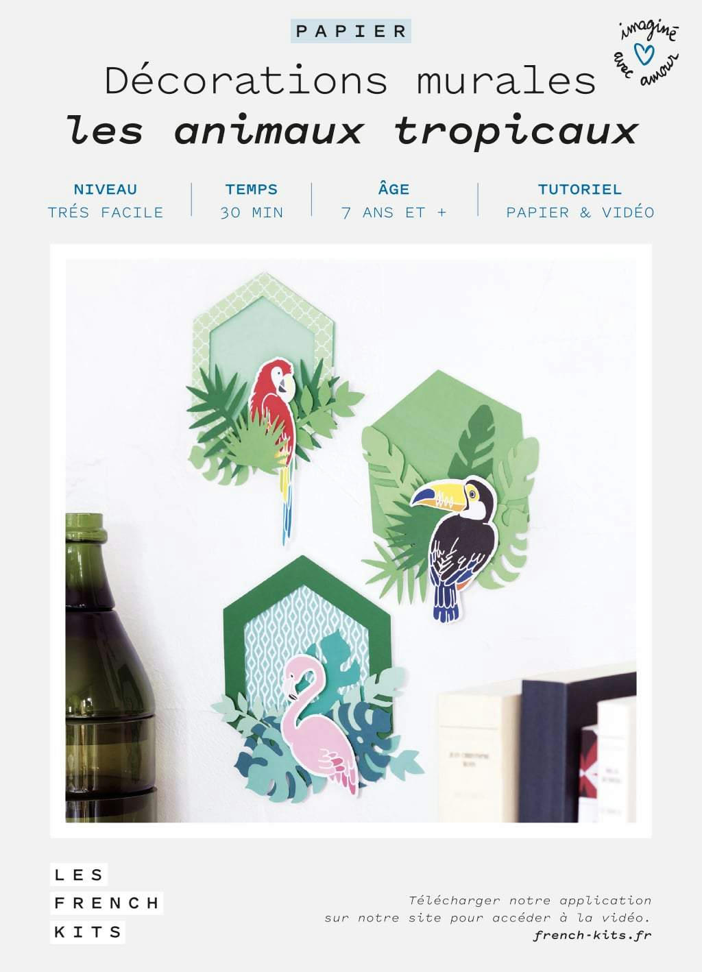 PAPETERIE - Kit pour créer 3 cadres décos animaux en papier