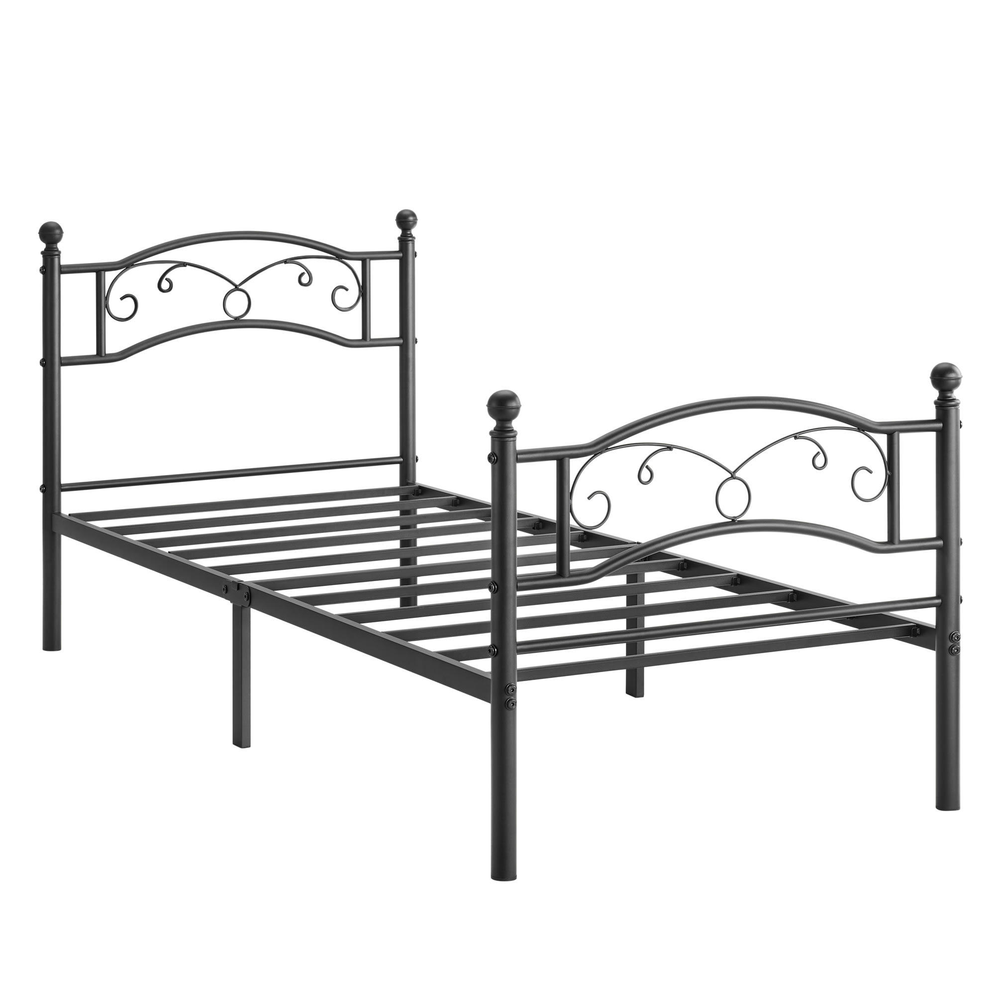 - Lit 1 personne en métal 90 cm x 190 cm noir