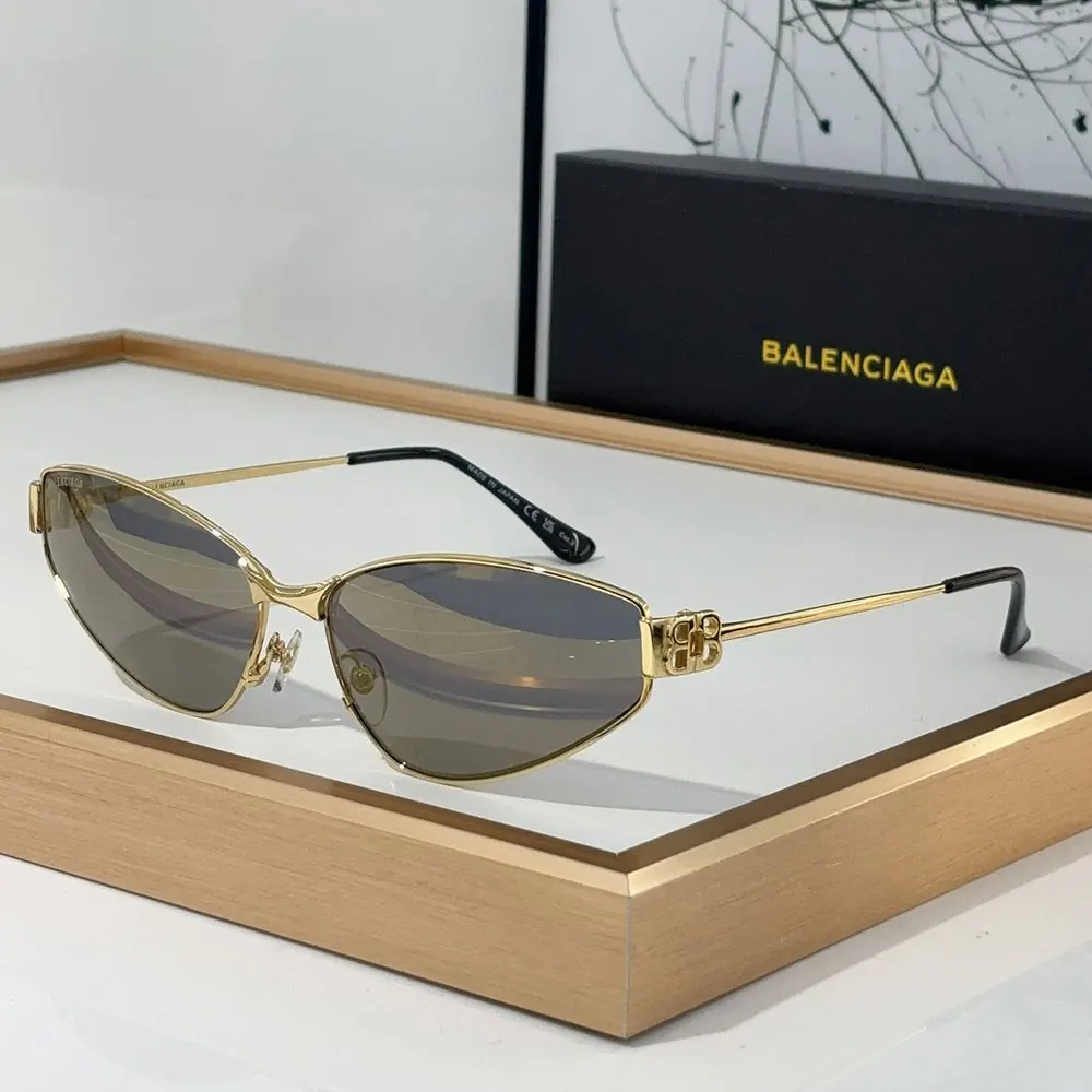 Balenciaga  Metal Thin Mirror leg Strap Logo   sunglasses