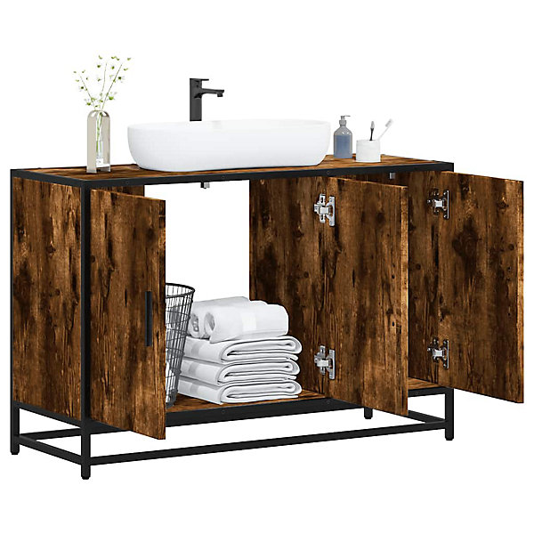 Armoire de lavabo de salle de bain chêne fumé 90x33x60 cm vidaXL