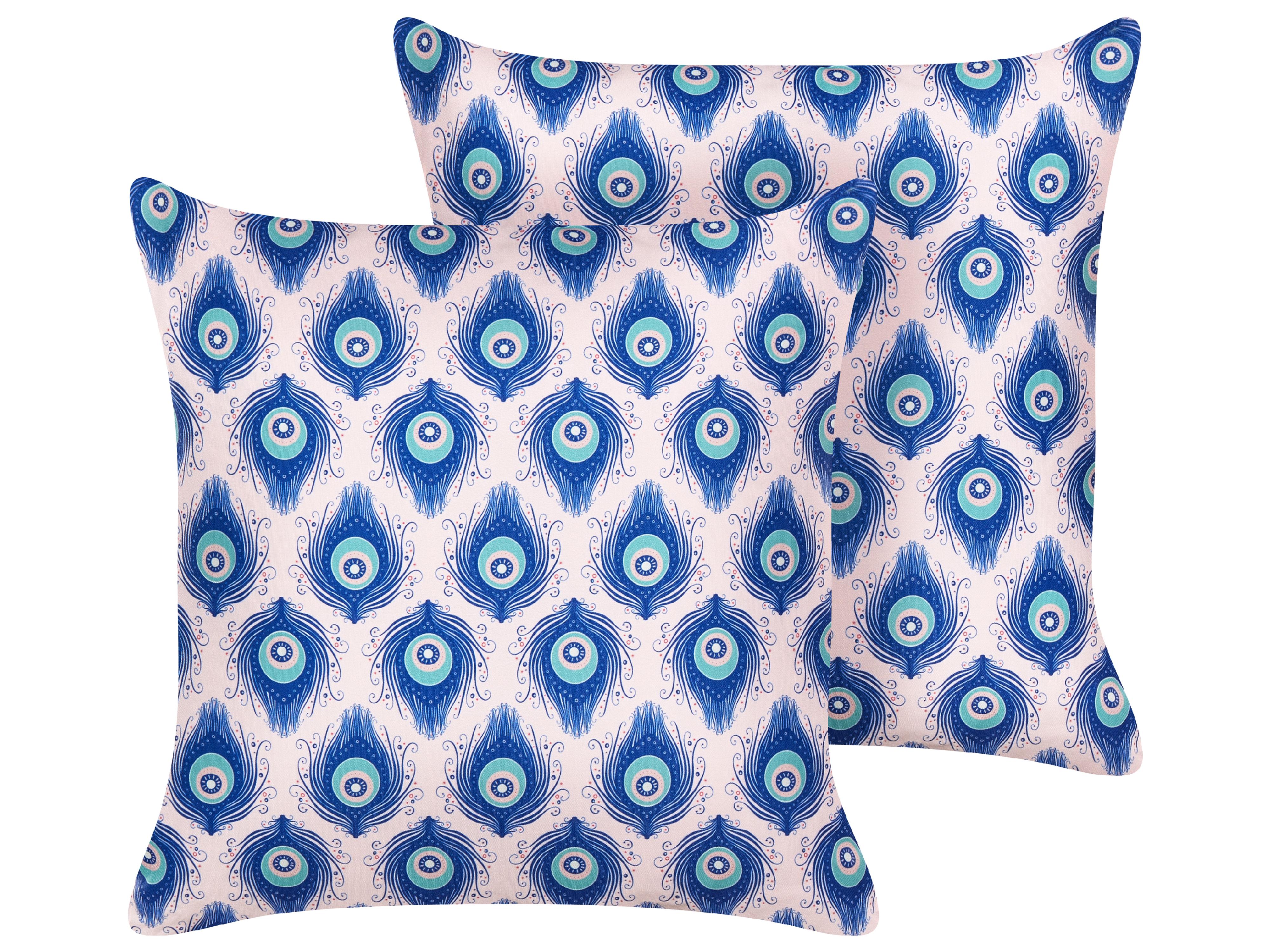 Set of 2 Outdoor Cushions CERIANA Animal Pattern 40 x 60 cm Blue