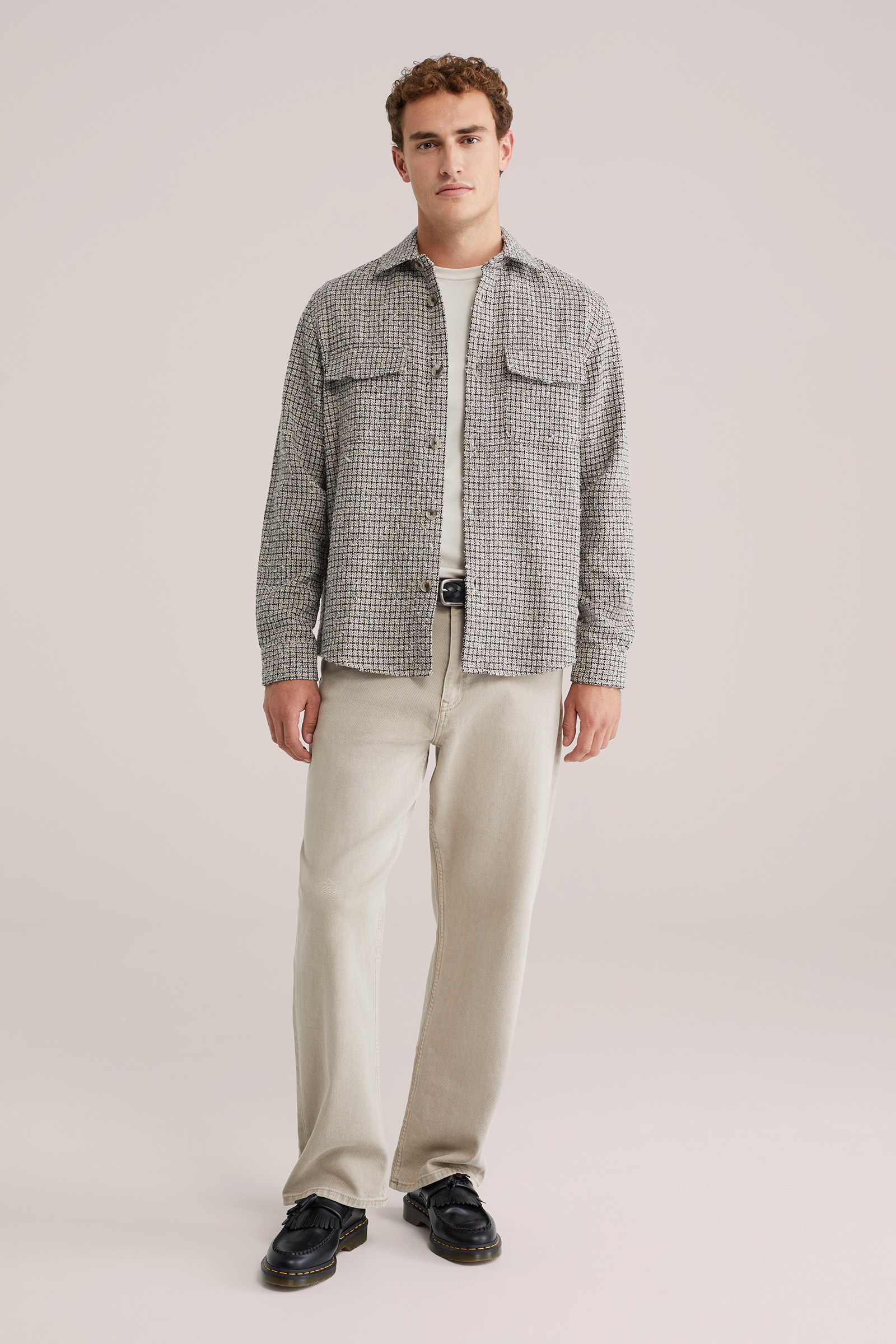 Heren boxy fit overshirt van wolmix