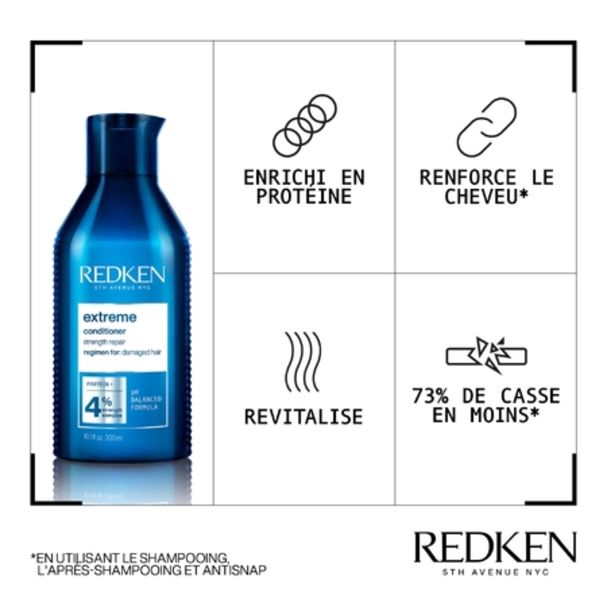 EXTREMEAprès-shampoing fortifiant cheveux fragilisés