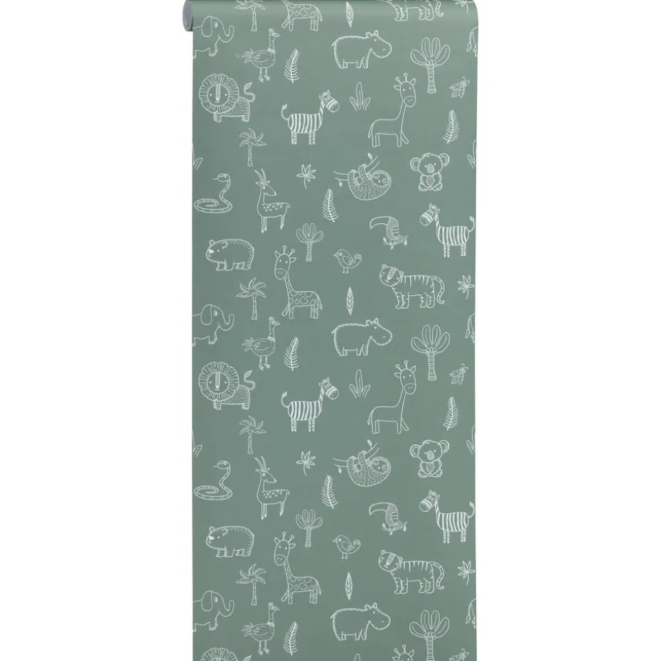 Kwantum Vliesbehang | Behang Veerle  Groen