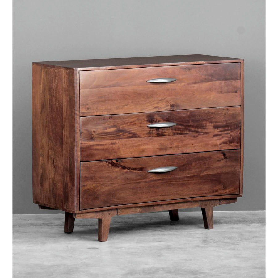 SOFT RETRÒ - Commode en bois de manguier avec 3 tiroirs.