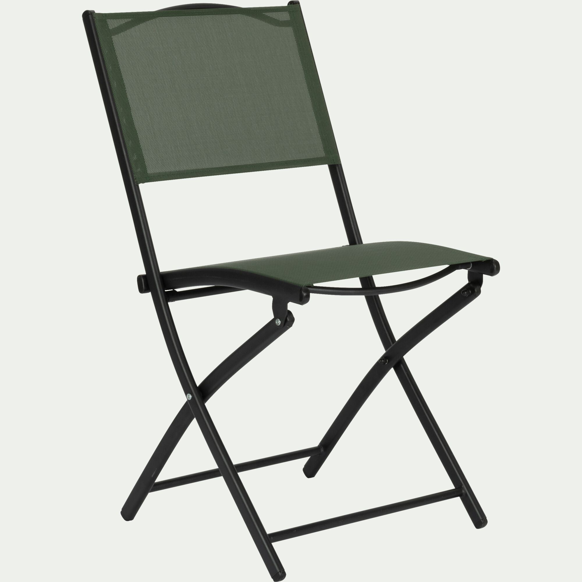 LIMONE - Chaise de jardin pliante acier et toile plastifiée - vert cèdre