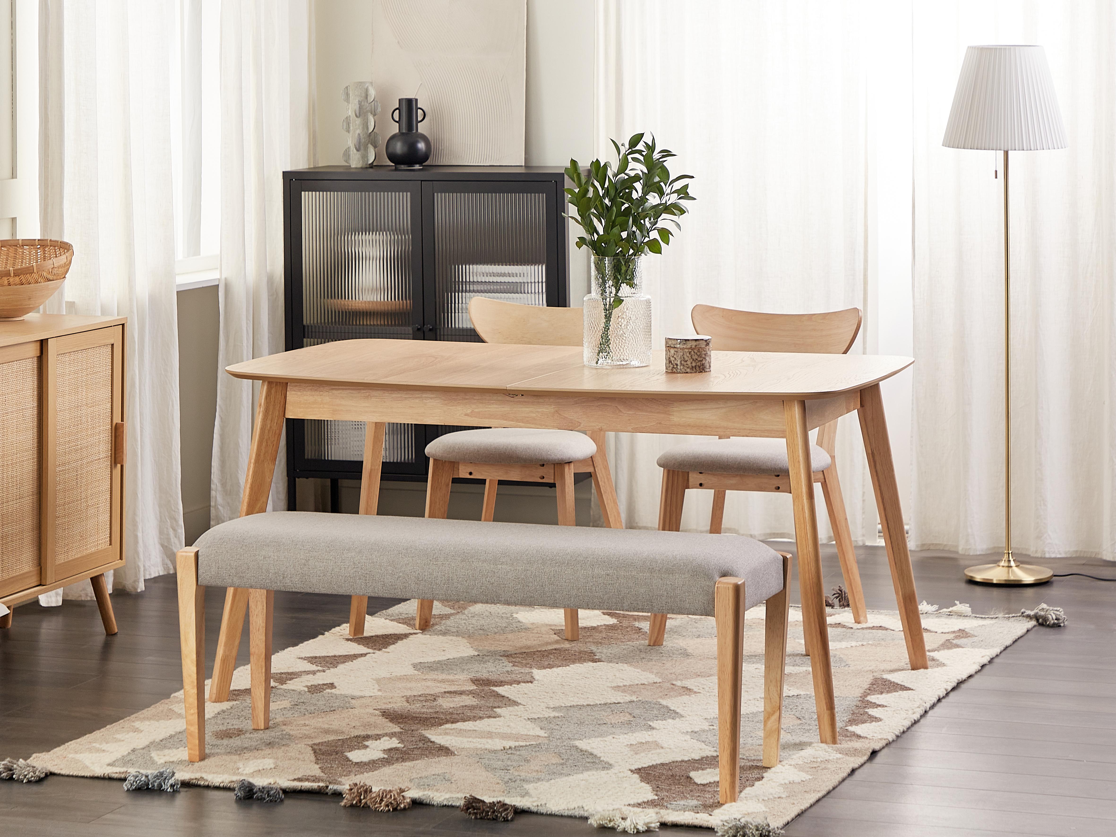Upholstered Bench ELYRIA Fabric Light Brown/ Grey