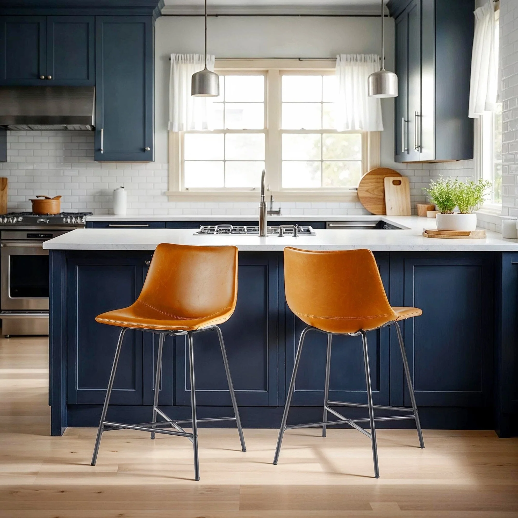 Middlebrook Designs Modern Faux Leather Counter Stool (Set of 2)