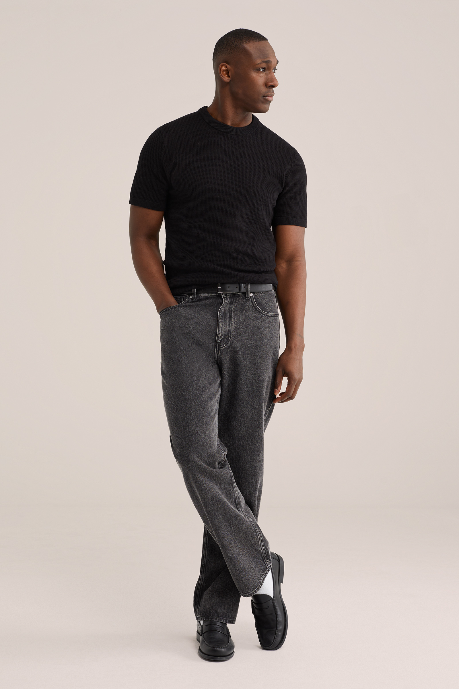 Heren regular fit T-shirt met structuur