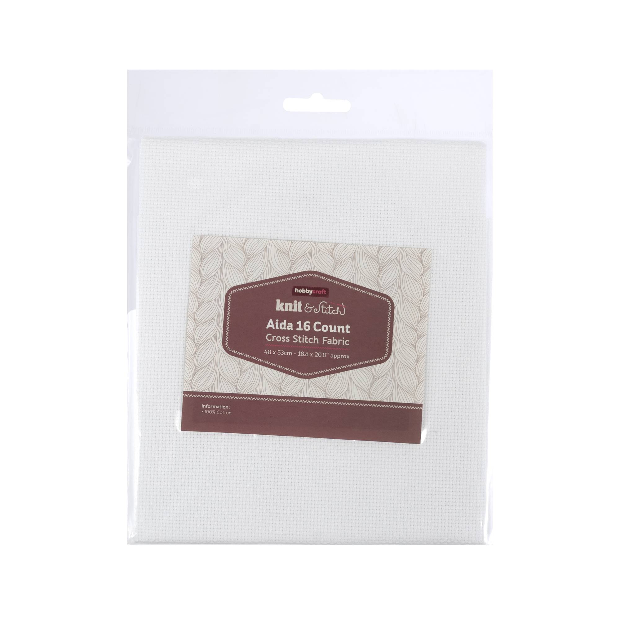 White 16 Count Aida Fabric 48cm x 53cm
