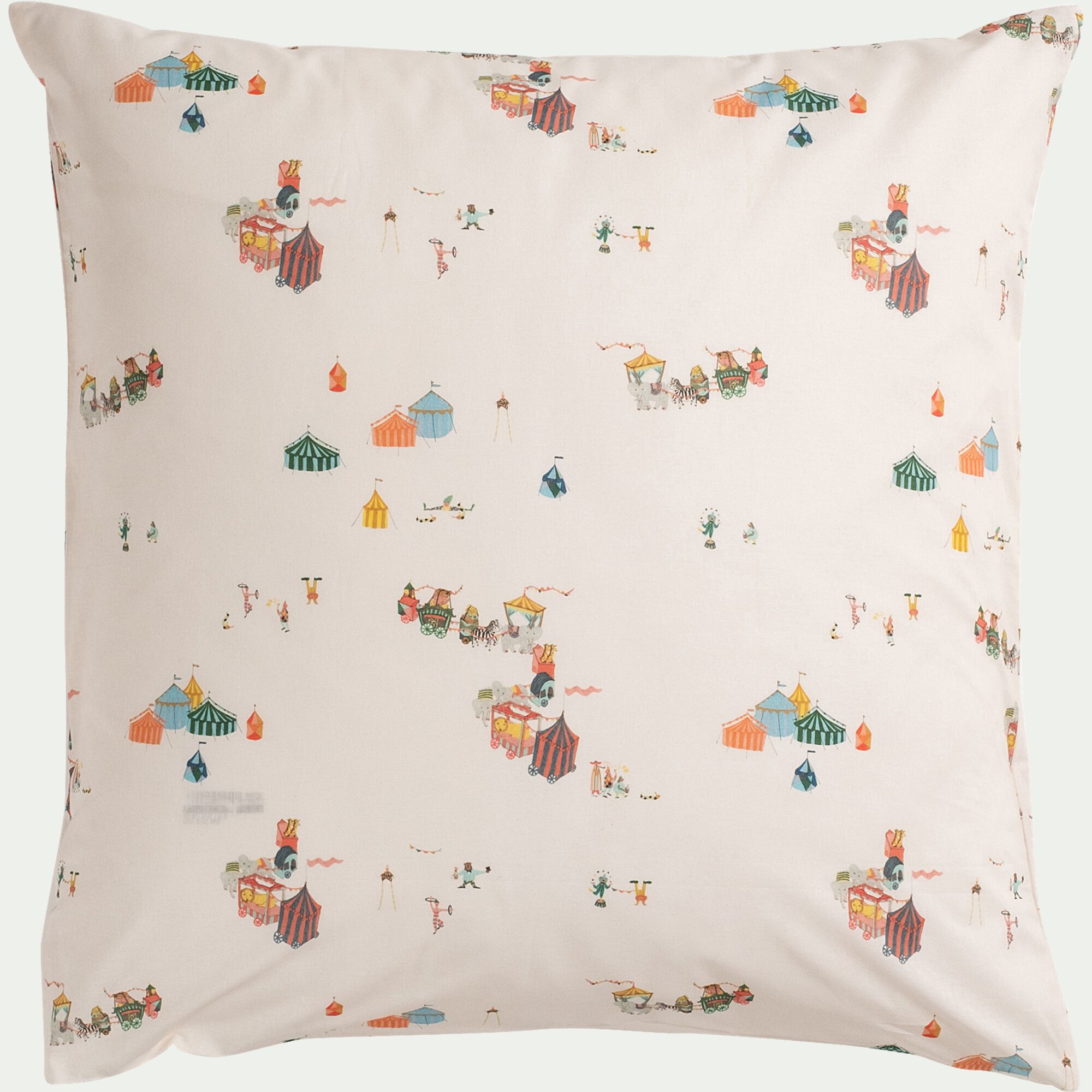 PARADE - Housse de couette enfant 140x200cm et 1 taie d'oreiller 63x63cm motif cirque en coton - blanc