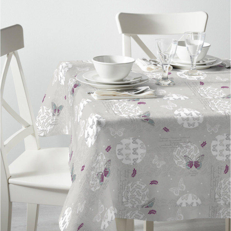 Nappe en PVC non tissé gaufré Olvera gris 140 cm au mètre