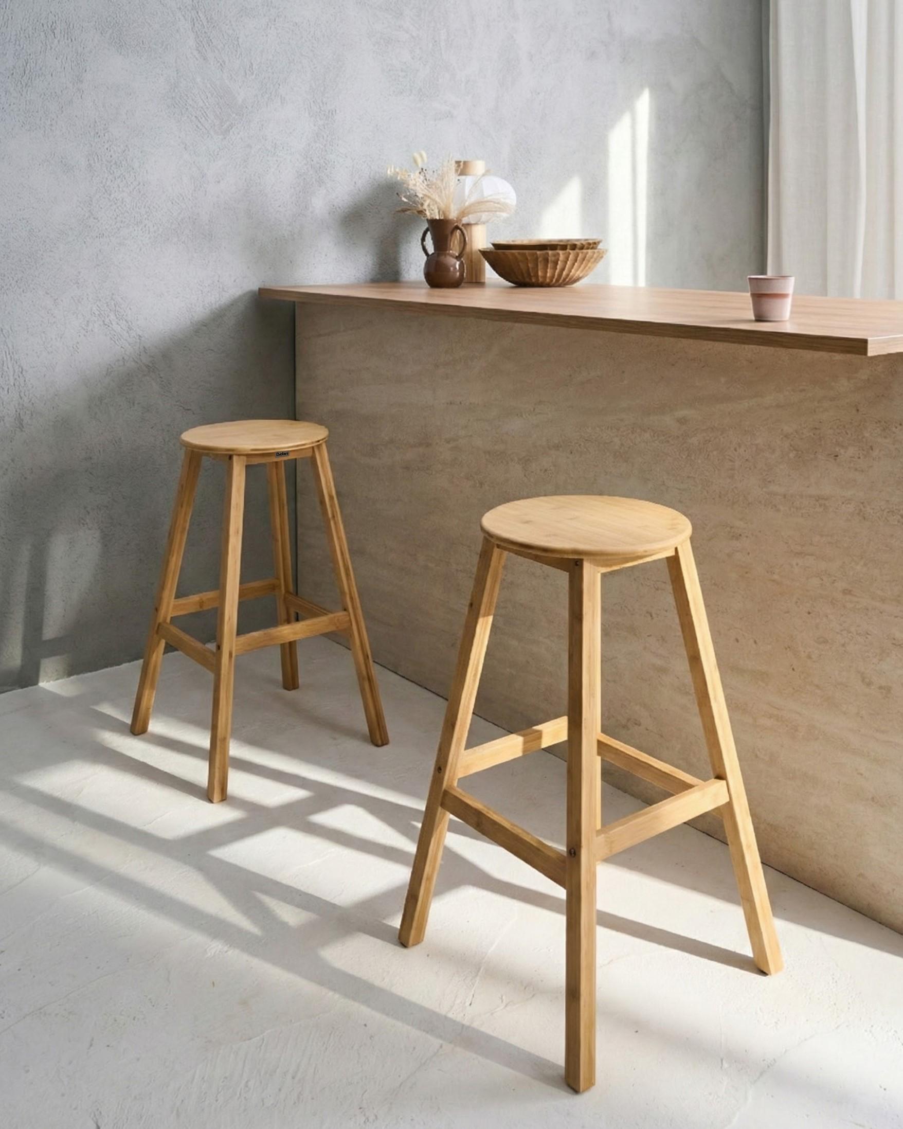 Set of 2 Bar Stools ANCELLE Bamboo Light Brown