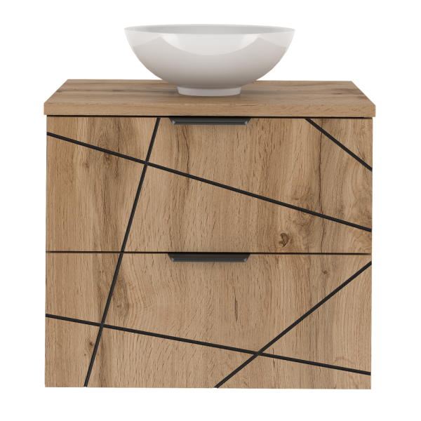 Zestaw Łazienkowy 60cm Szafka z Blatem Umywalka Dąb Wotan Wood