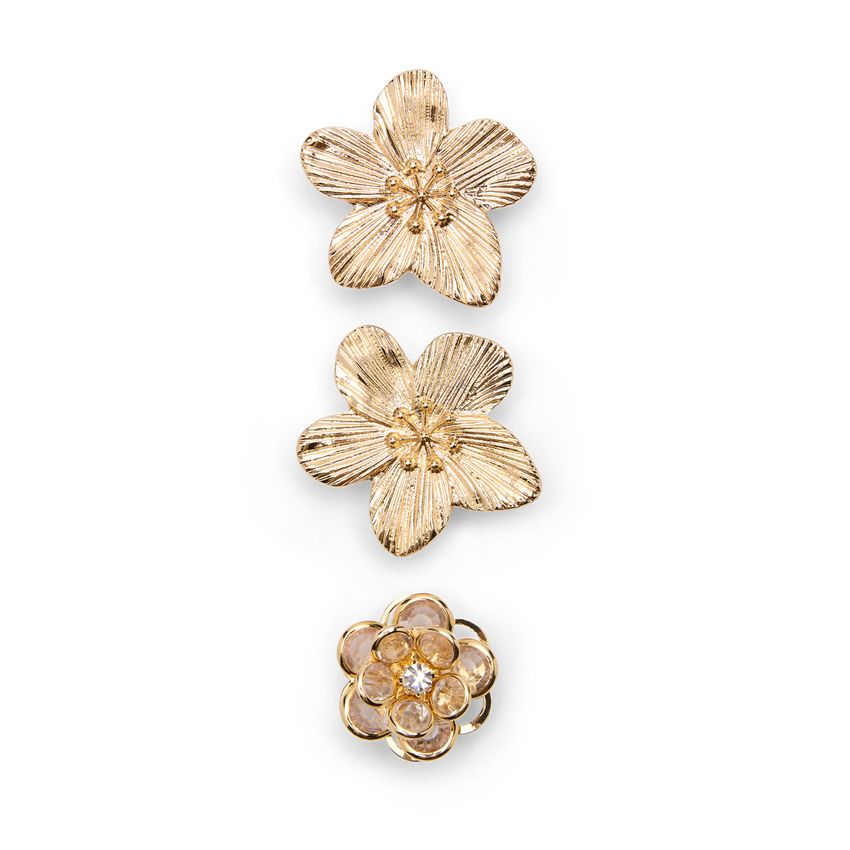 Manfield 3-Pack goudkleurige bloemen buttons