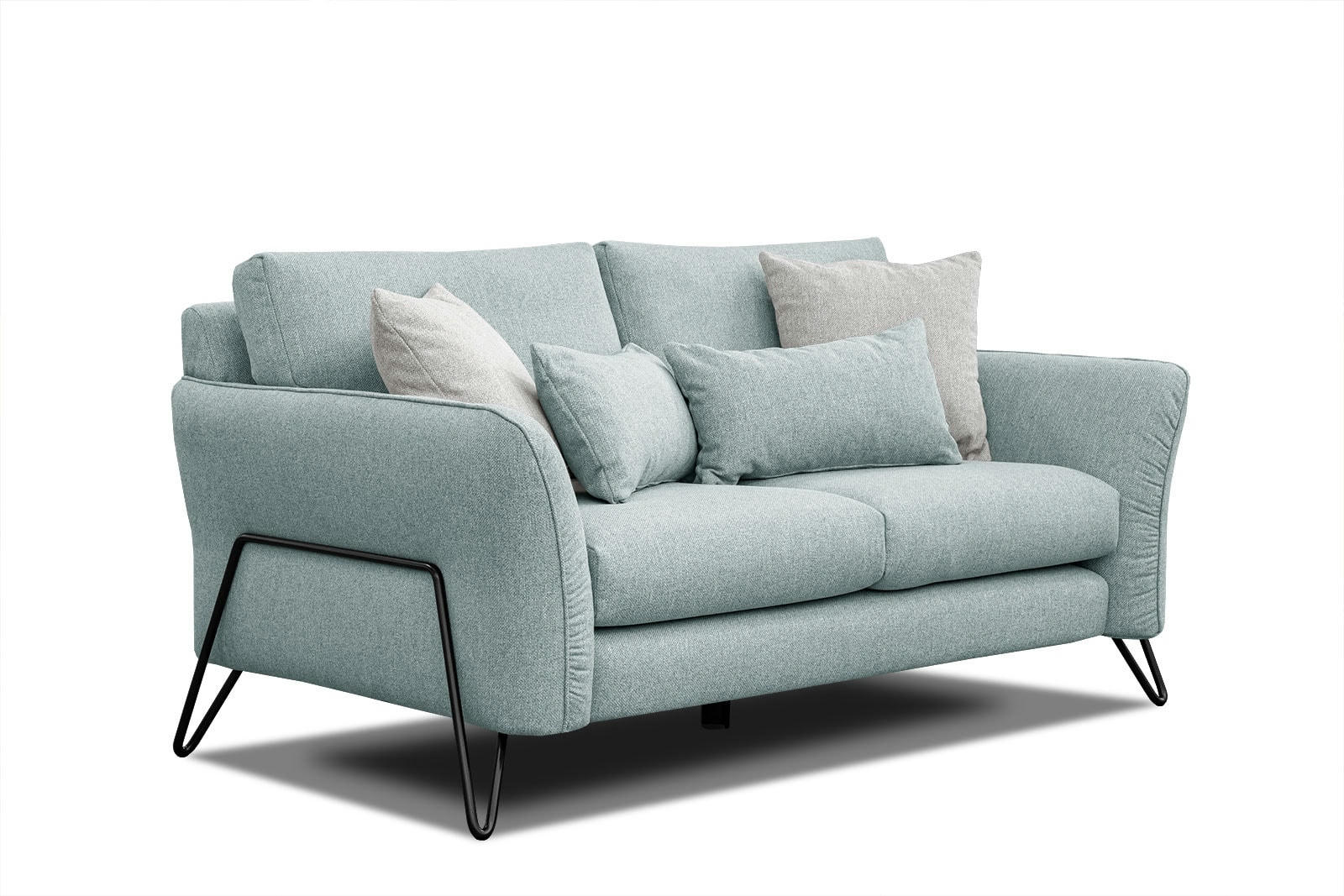 LOREM - Canapé droit 2 places tissu bleu turquoise