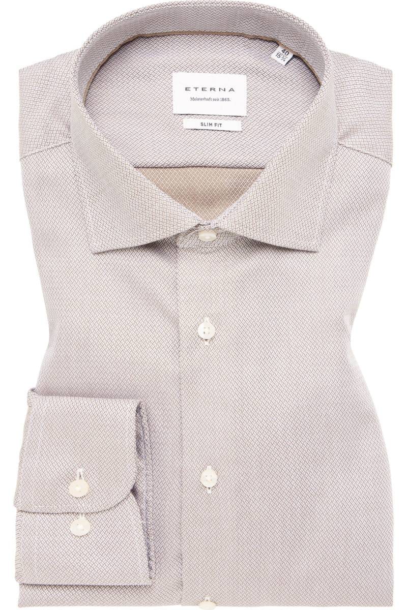 ETERNA Slim Fit Hemd beige-braun, Strukturiert