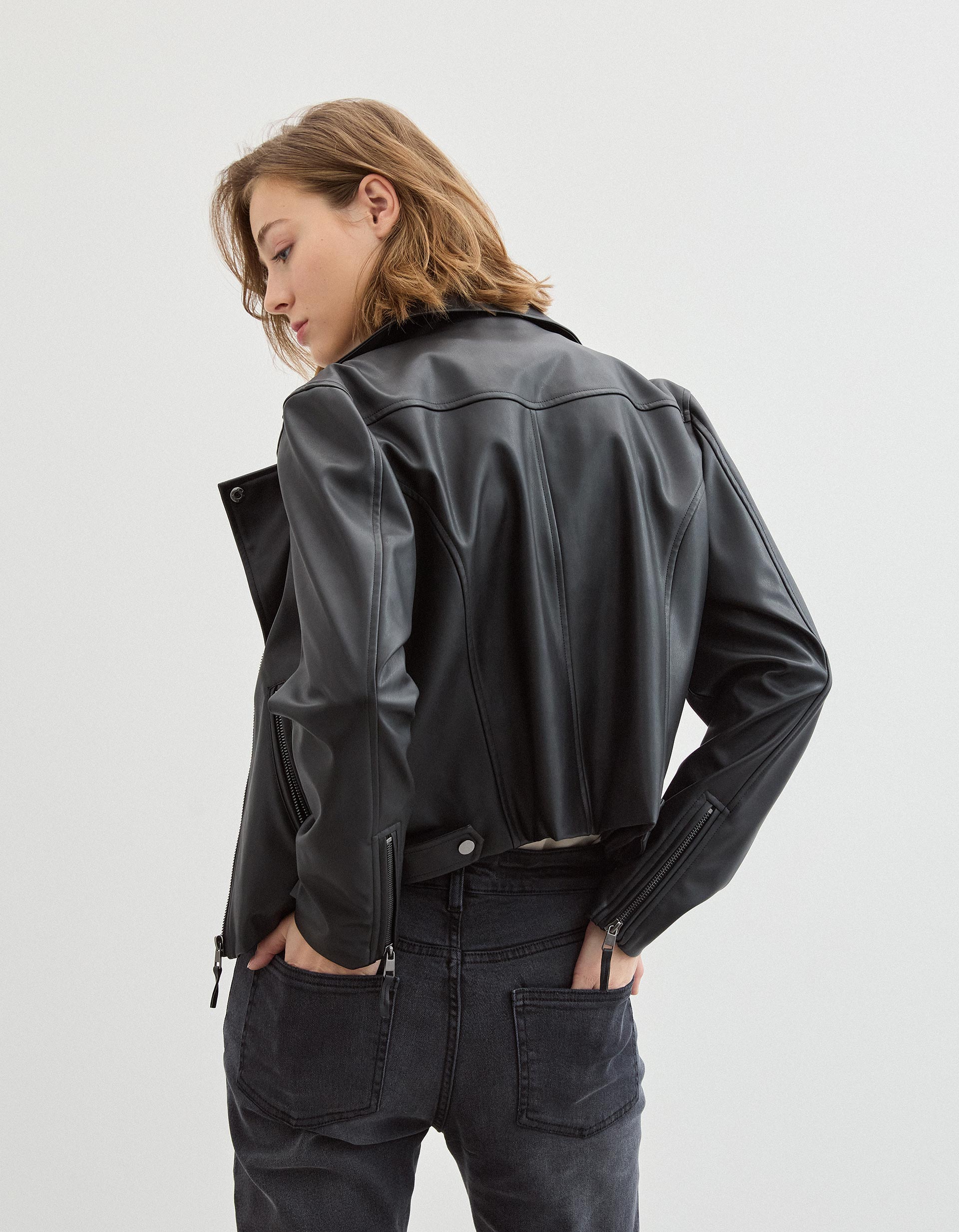 Casaco 'Biker', Mulher, Preto