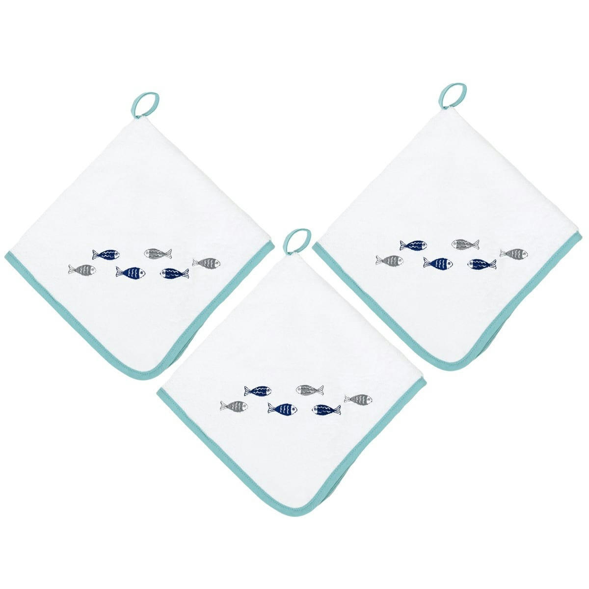 BALIK - Lot de 3 torchons coton carrés Blanc 50x50 cm