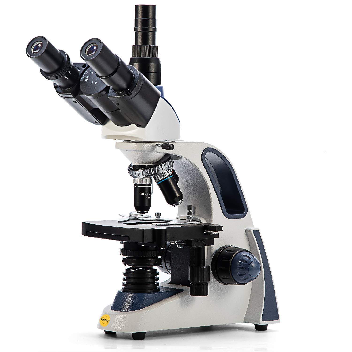 Swift SW380T 40X-2500X Magnification  Siedentopf Head  Research-Grade Trinocular Microscope Compound Lab with Wide-Field 10X/25X Eyepieces  Mechanical Stage  Ultra-Precise Focusing  Camera-Compatible