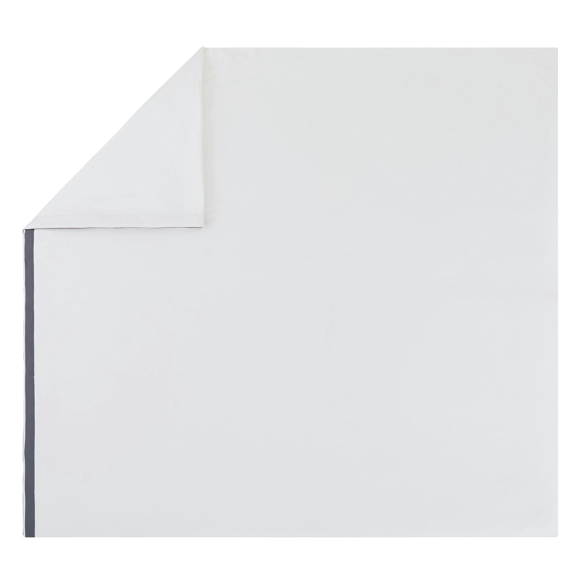 MARCEAU - Housse de couette en satin de coton blanc neige/bleu marine 260x240