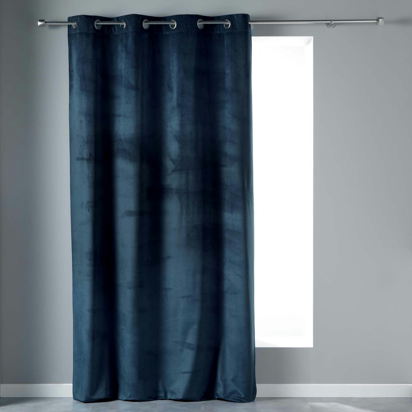 - Rideau tamisant en velours ras bleu marine 140x240 cm