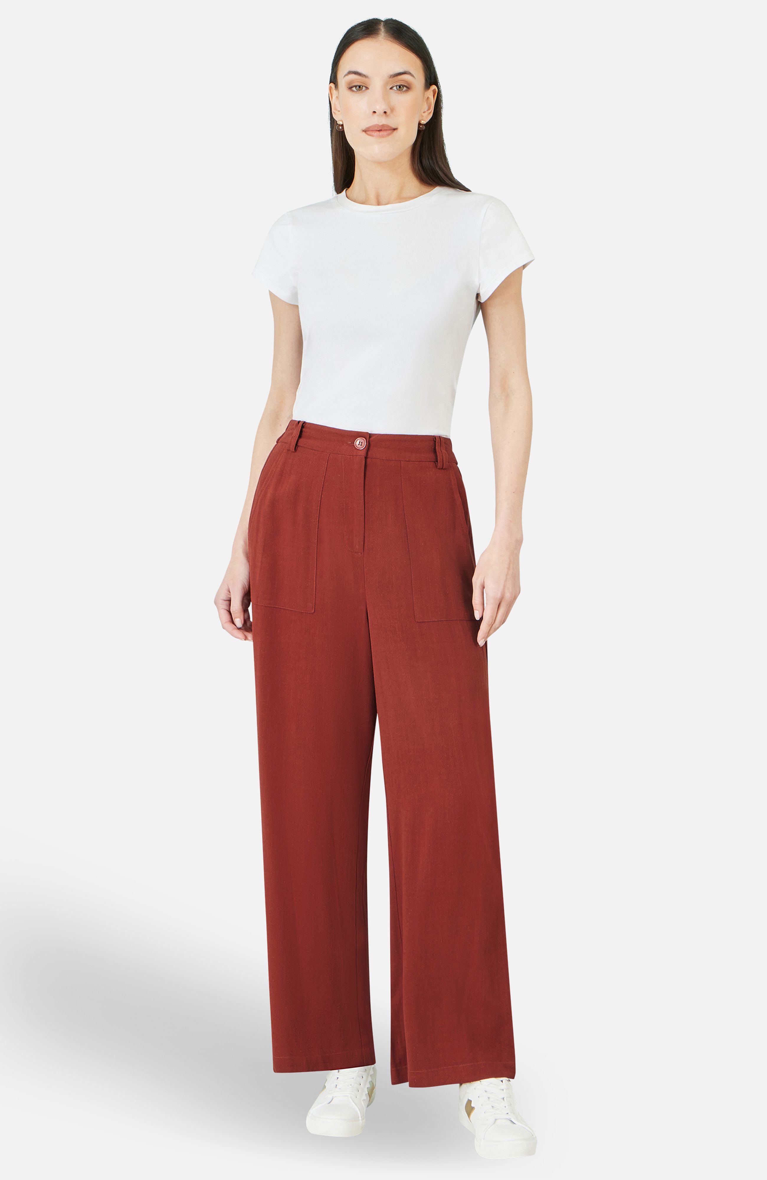Yumi Terracotta Linen Mix Trousers
