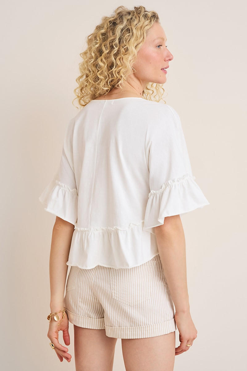 Elaine Ruffle Dolman Tee