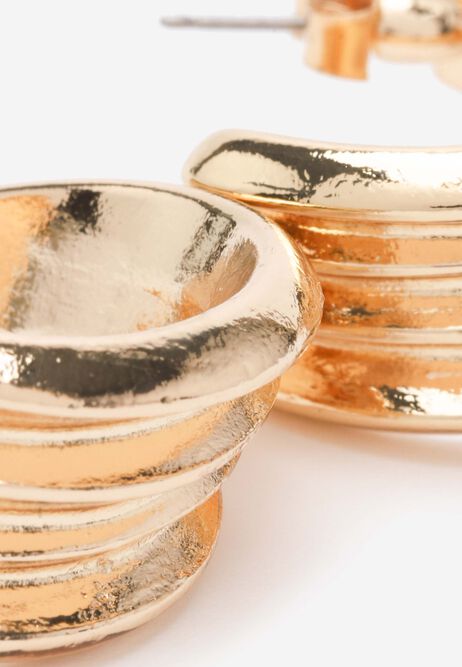 Womens Gold Large Ridge Hoop Earrings