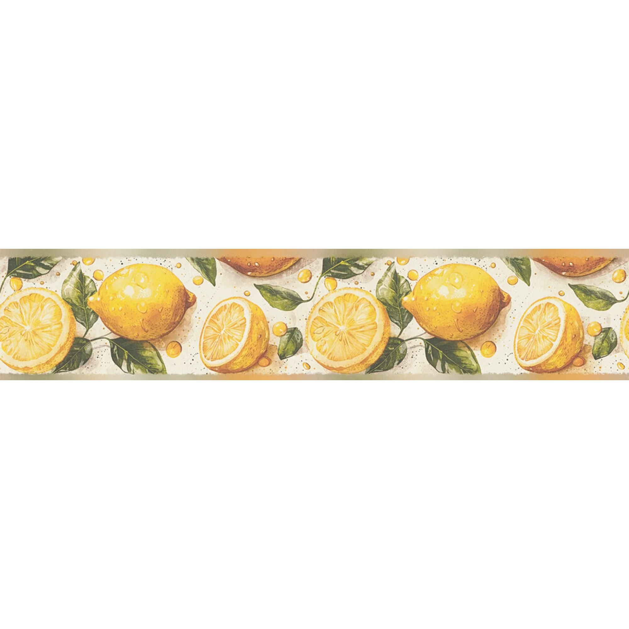 Frise adhésive LIMONCELLO jaune citron et vert feuille