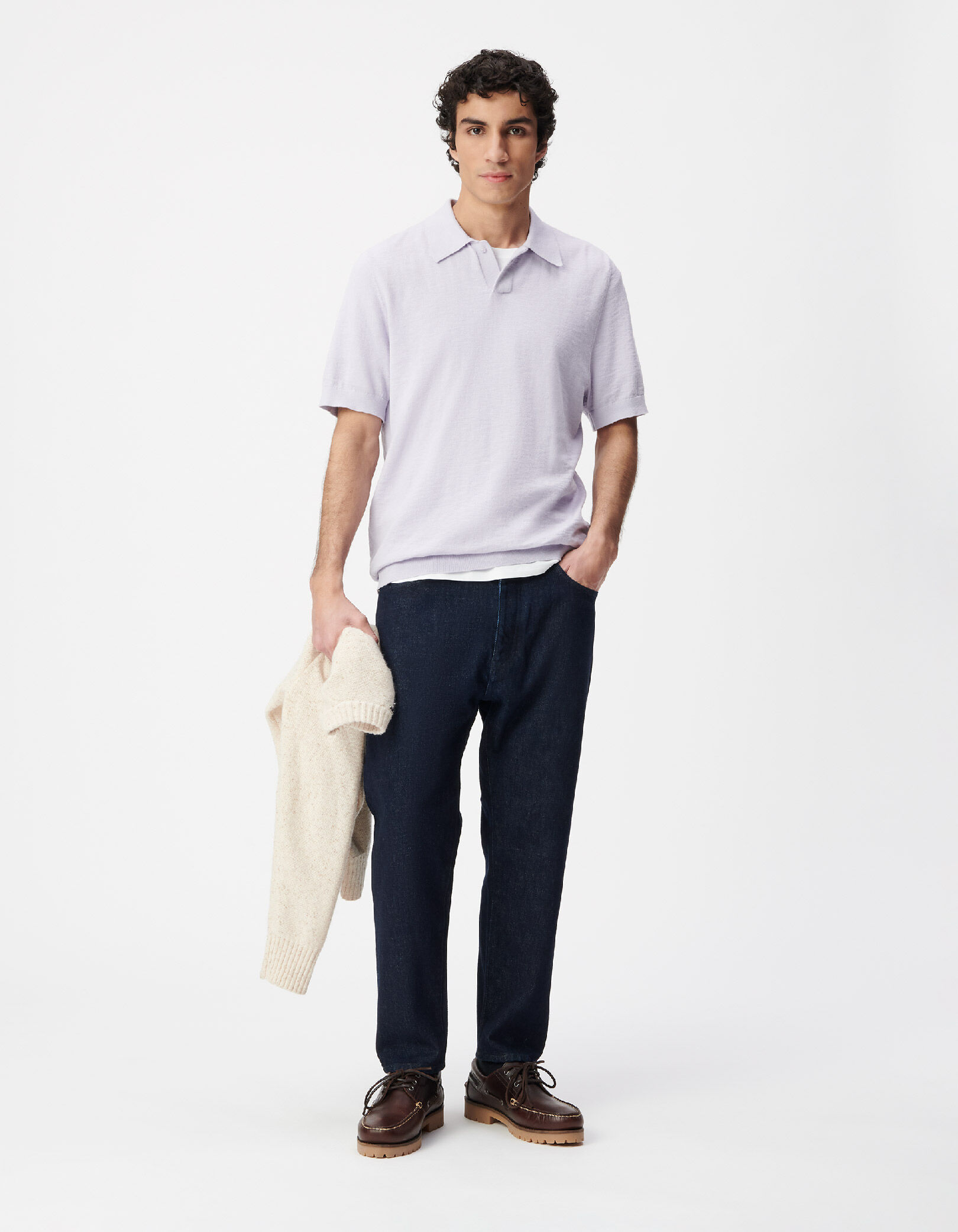 Polo manches courtes vert maille flammée Homme