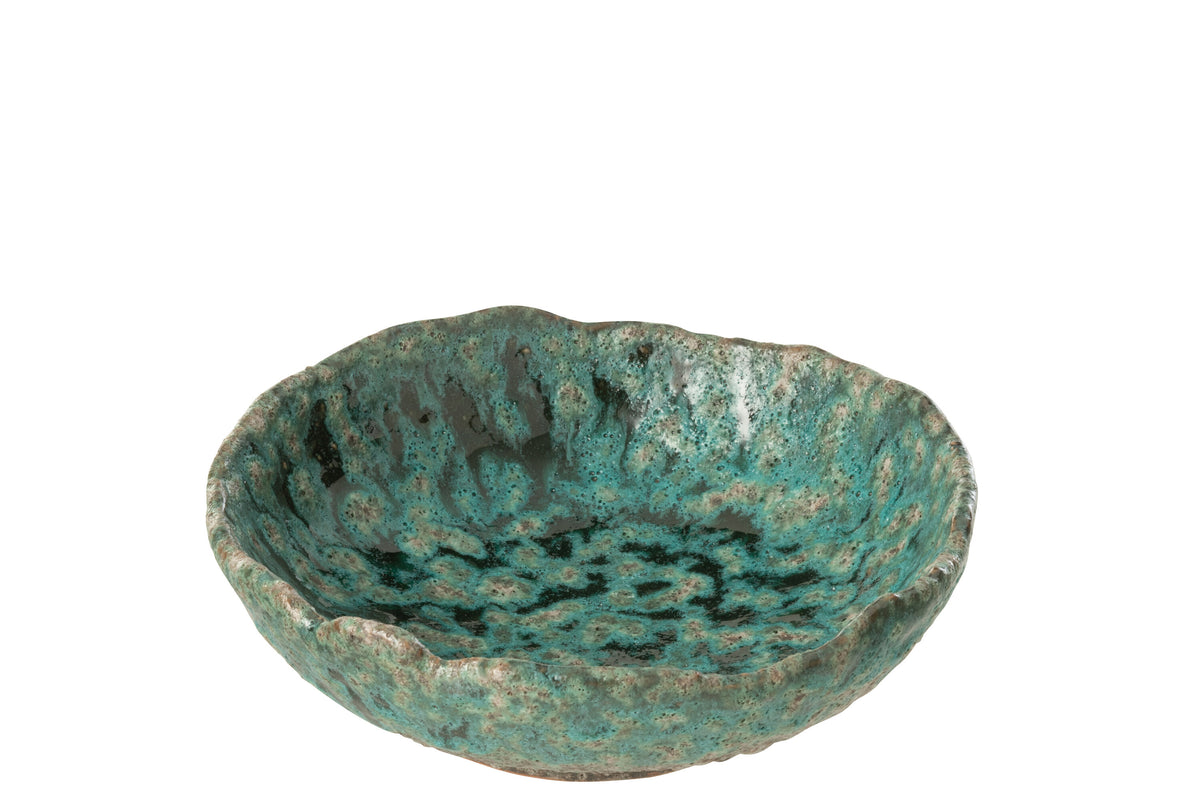J-Line plateau Decoratief Naga - keramiek - azuur/bruin - medium
