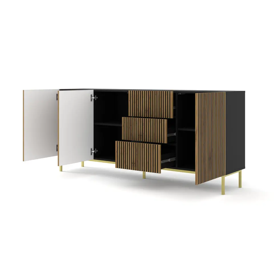 Ravenna F dressoir ladekast 200 3D3S gefreesd MDF folie met frame