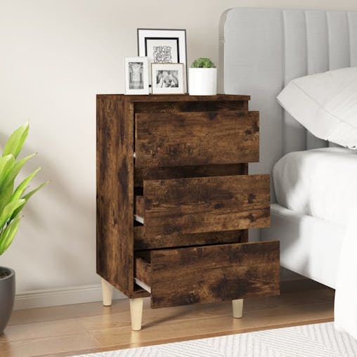 NNEVL Bedside Cabinet Smoked Oak 40x35x70 cm Engineered Wood