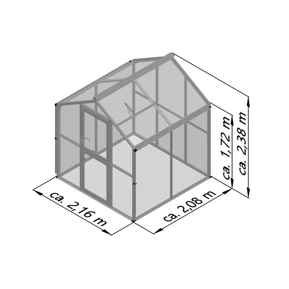 Gewächshaus »Galant«, BxLxH: 2,16 x 2,08 x 2,38 m, 4,49 m², abschließbar