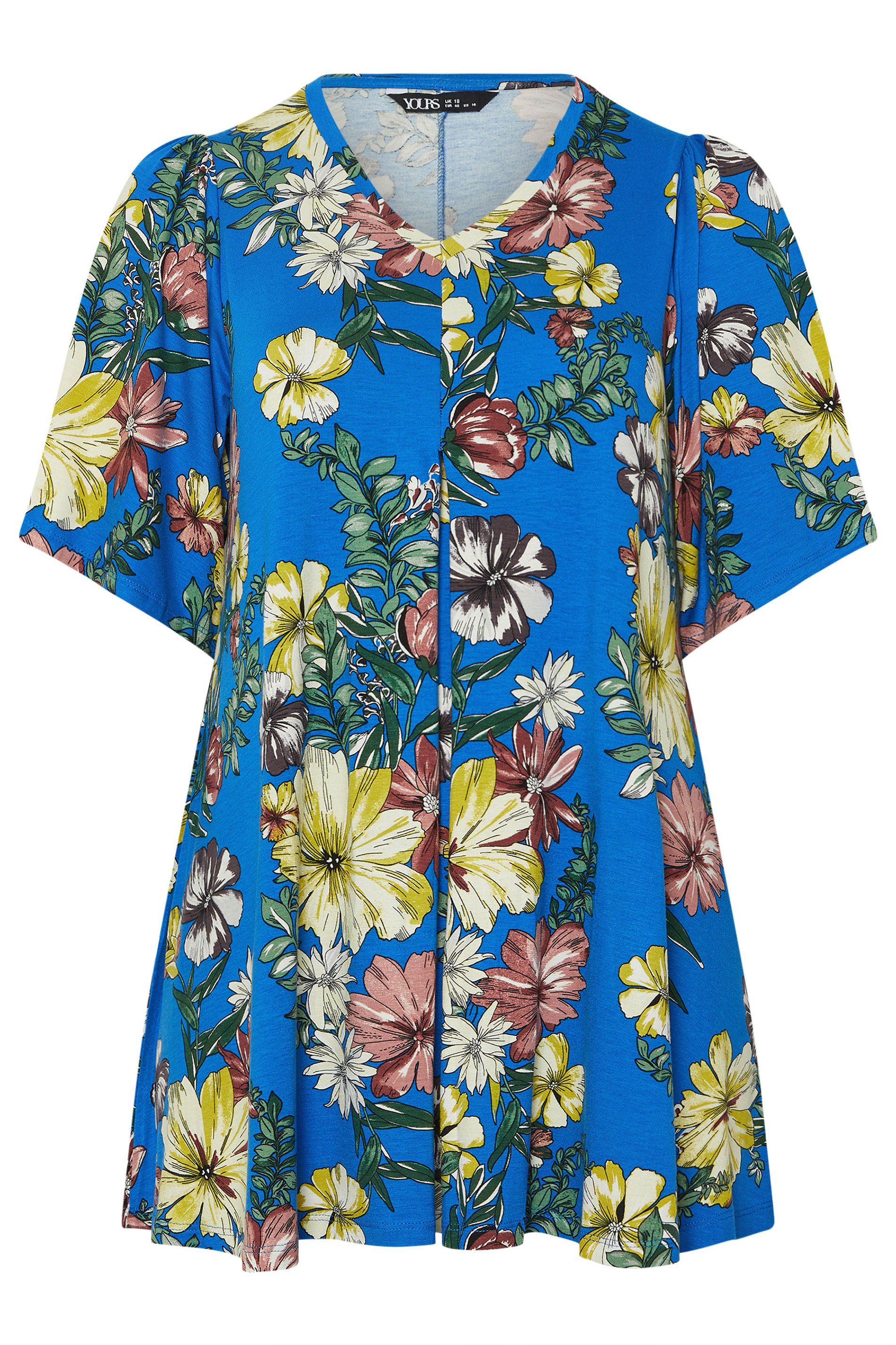Yours Floral Print Pleat Front Top